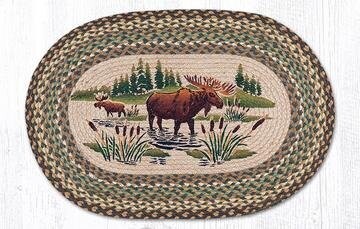 Moose Wading Oval Patch Braided Rug