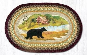 Cabin Bear Oval Patch Braided Rug