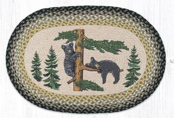 Bear Cubs Oval Patch Braided Rug