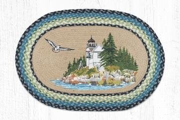 Bass Harbor Lighthouse Oval Patch Braided Rug