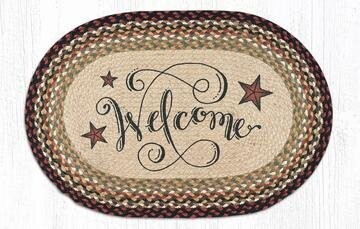Welcome Barn Stars Oval Patch Braided Rug