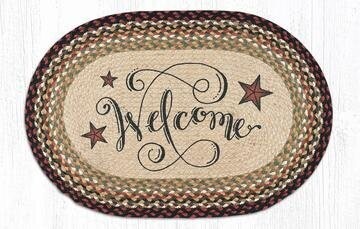 Welcome Barn Stars Oval Patch Braided Rug