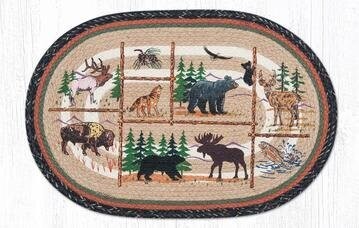 Wildlife Lodge Animals Oval Patch Braided Rug