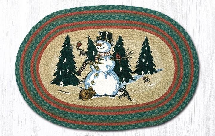 Winter Wonderland Christmas Oval Patch Braided Rug