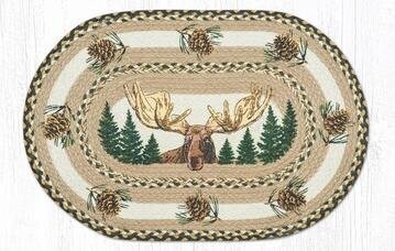 Bull Moose Pine cone Oval Patch Braided Rug