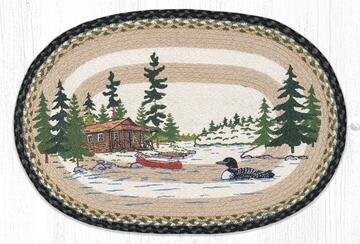 Loon on a Lake Oval Patch Braided Rug