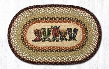 Cowboy Boots Oval Patch Braided Rug