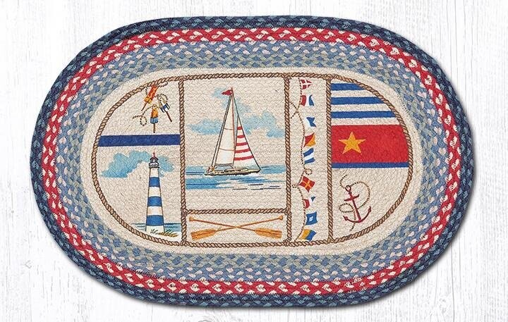 Nautical Ocean Breeze Oval Patch Braided Rug