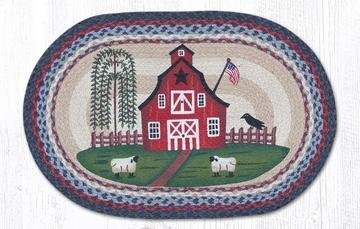 Barn Scene Americana Oval Patch Braided Rug