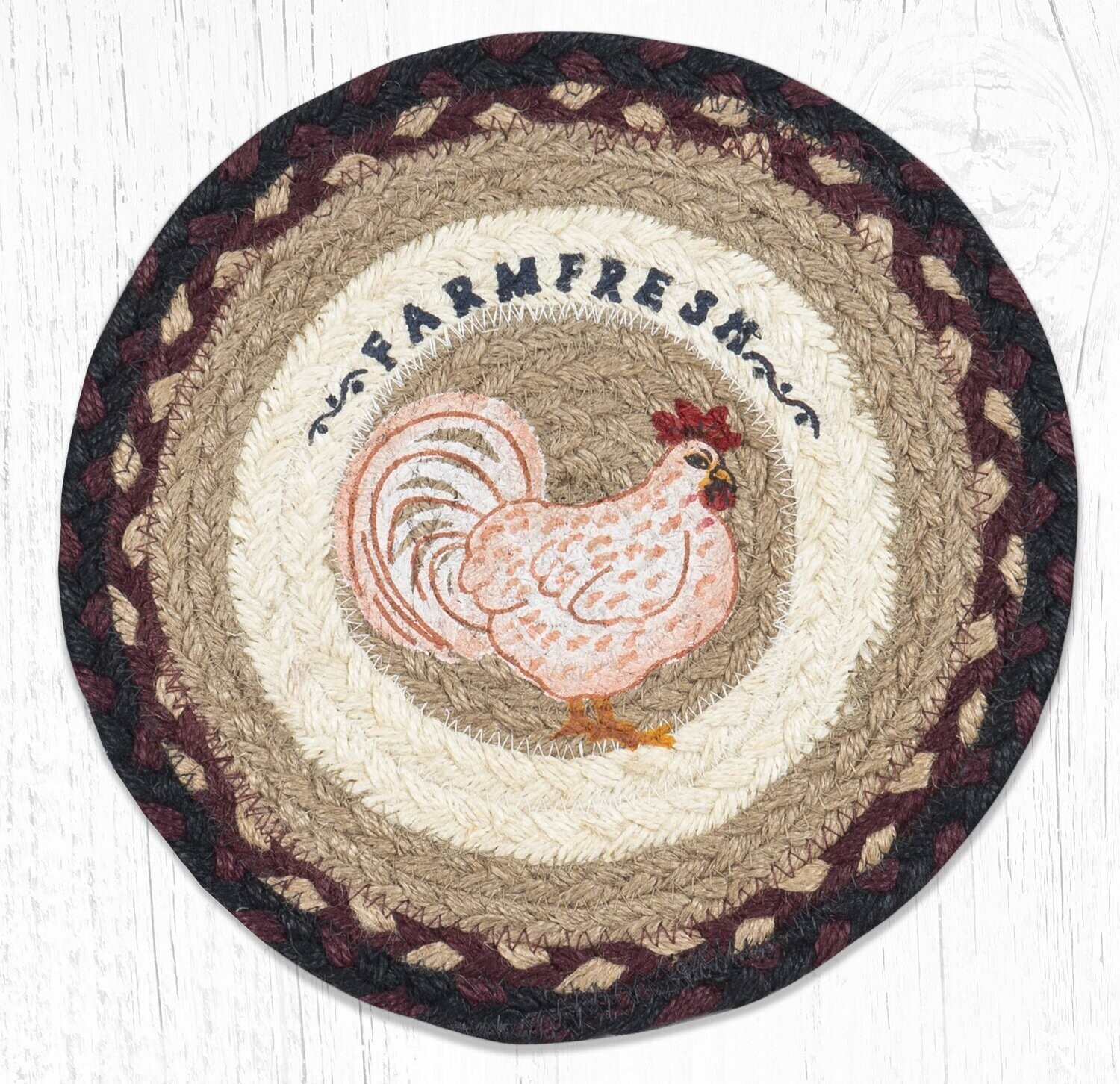 10" Round Trivet - Farmhouse Chicken