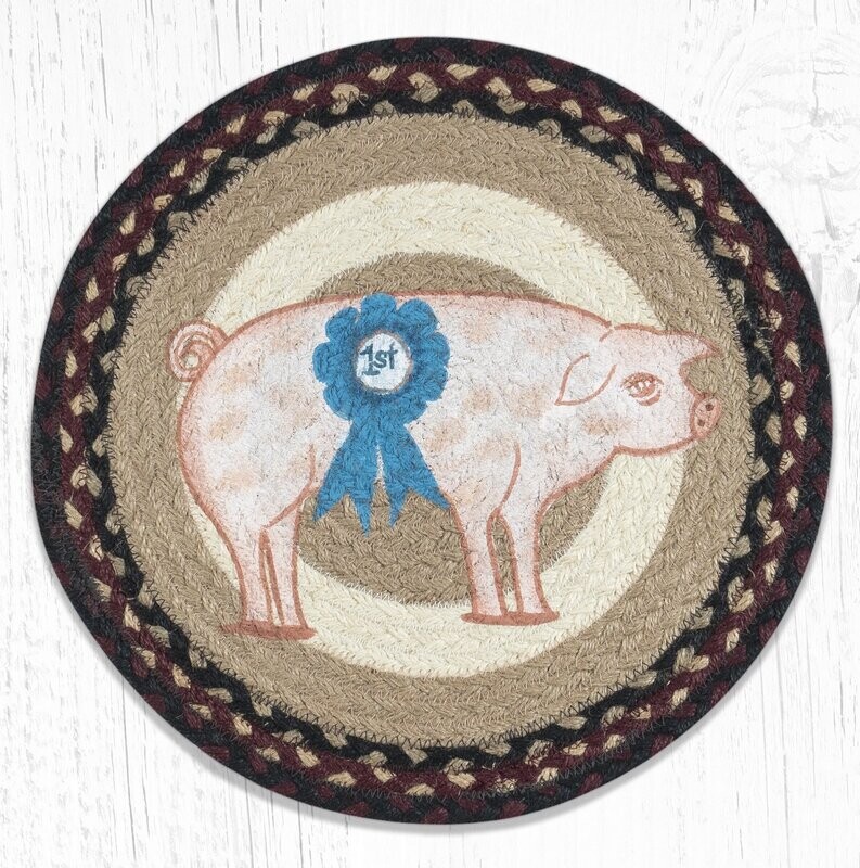 10" Round Trivet - Farmhouse Pig