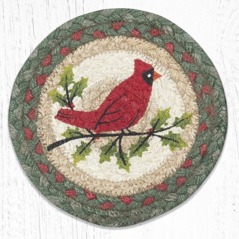 7" Round Holly Cardinal