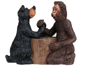 Bigfoot & Black Bear Arm Wrestle Figurine