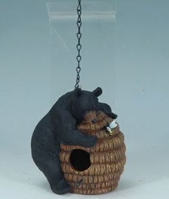 Black Bear on Bee Hive Birdhouse