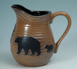 Porcelain Pitcher with Black Bears Design