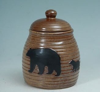 Medium Porcelain Canister/Cookie Jar with Black Bears Design