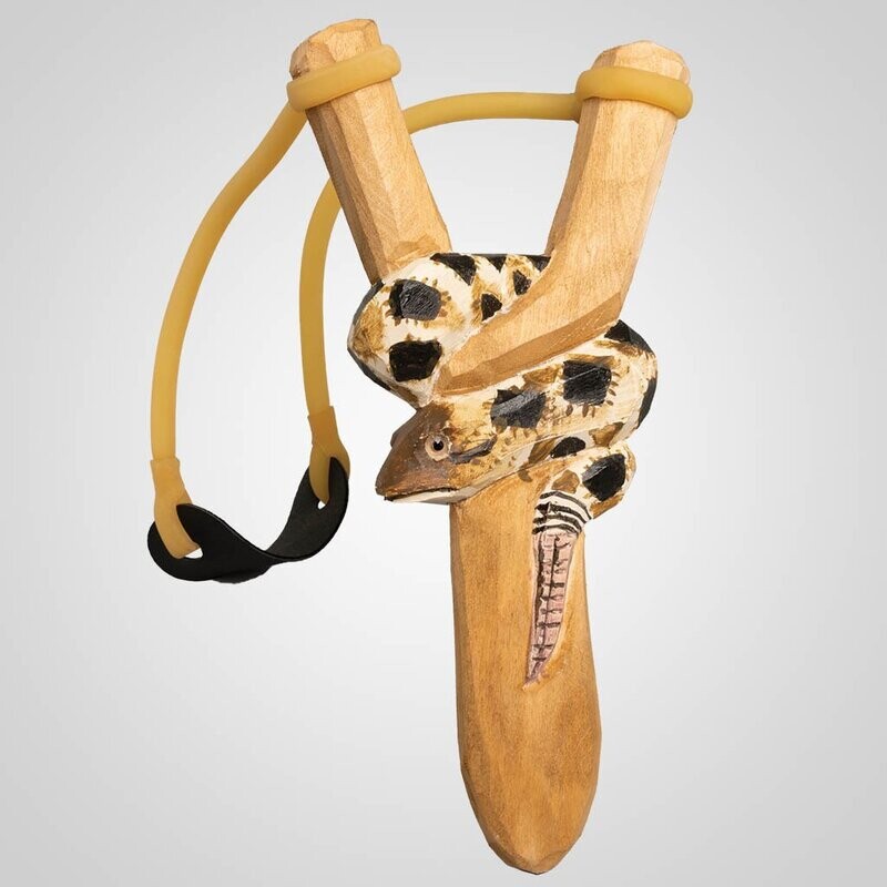 Carved Wood Snake Slingshot