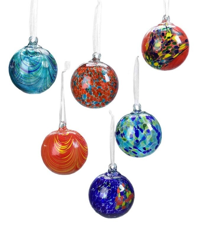 Glass Ornament Ball, 6/Asst.