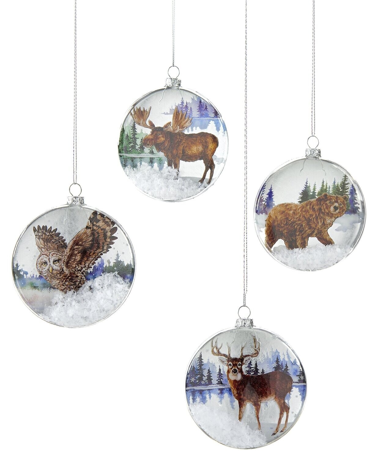 Wildlife Glass Disc Ornament, 4 Asst.