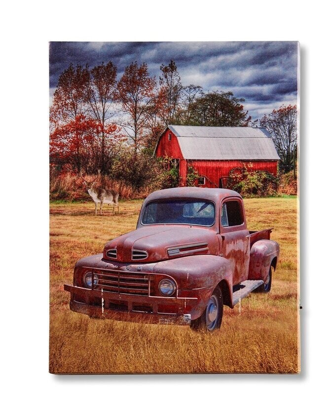 LED Light Up Canvas Print Vintage Truck