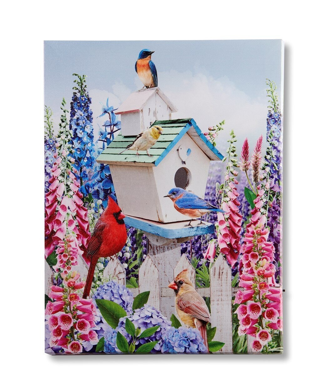 LED Light Up Canvas Print Birdhouse Garden