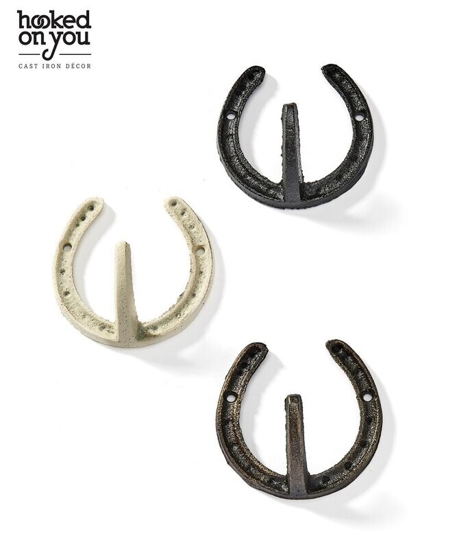 Cast Iron Horseshoe Wall Hook, 3 Asst.