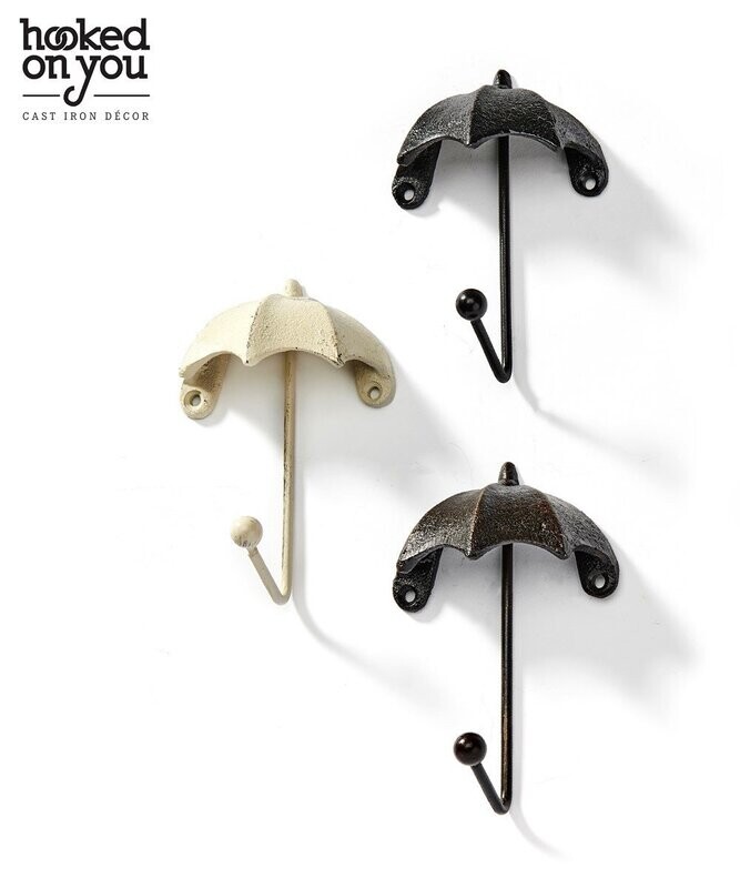 Cast Iron Umbrella Wall Hook, 3 Asst.