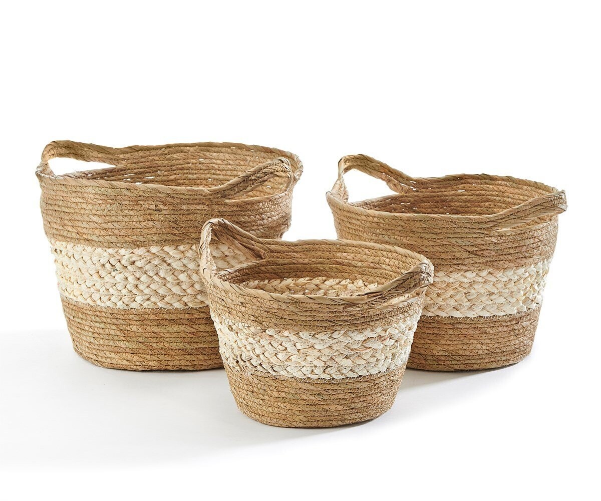 Natural Grass Baskets, Set of 3