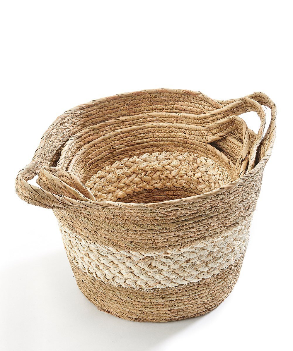 Natural Grass Baskets, Set of 3