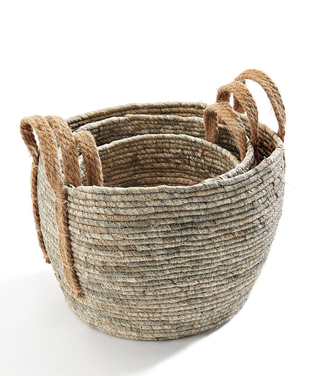 Natural Grass Baskets, Set of 3