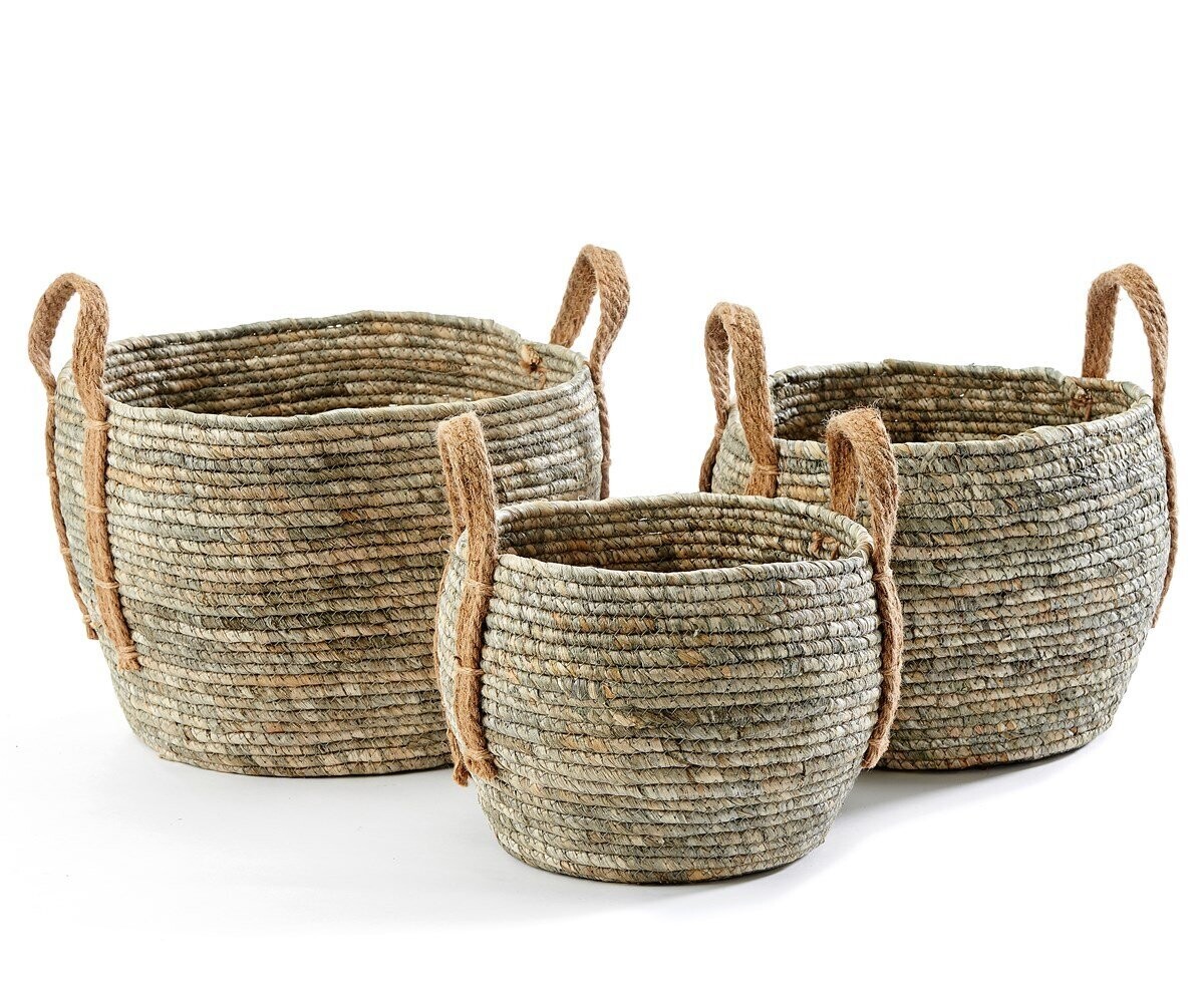 Natural Grass Baskets, Set of 3