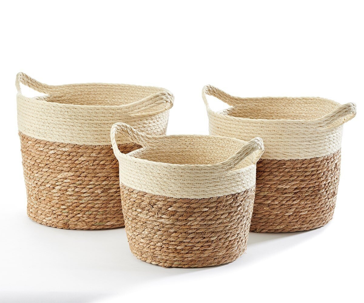 Natural Grass Baskets, Set of 3