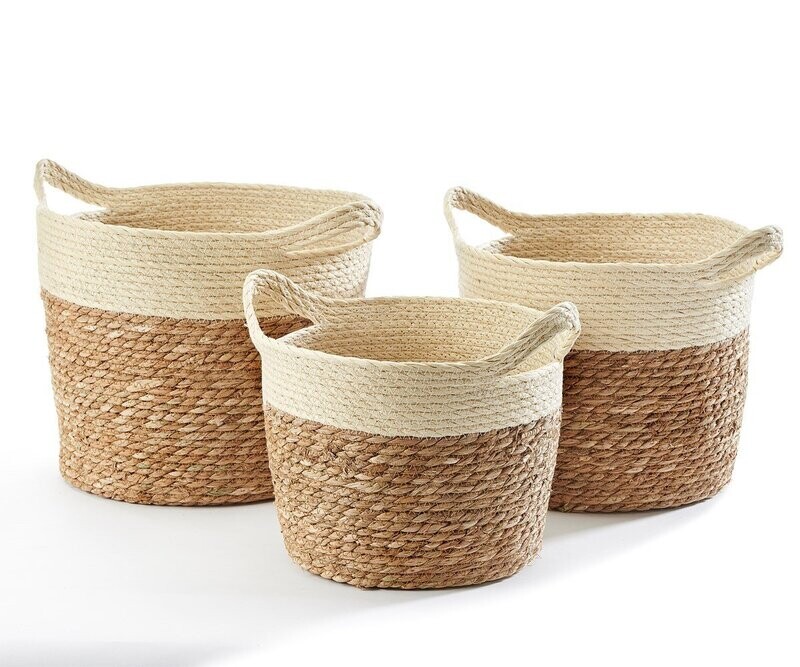 Natural Grass Baskets, Set of 3