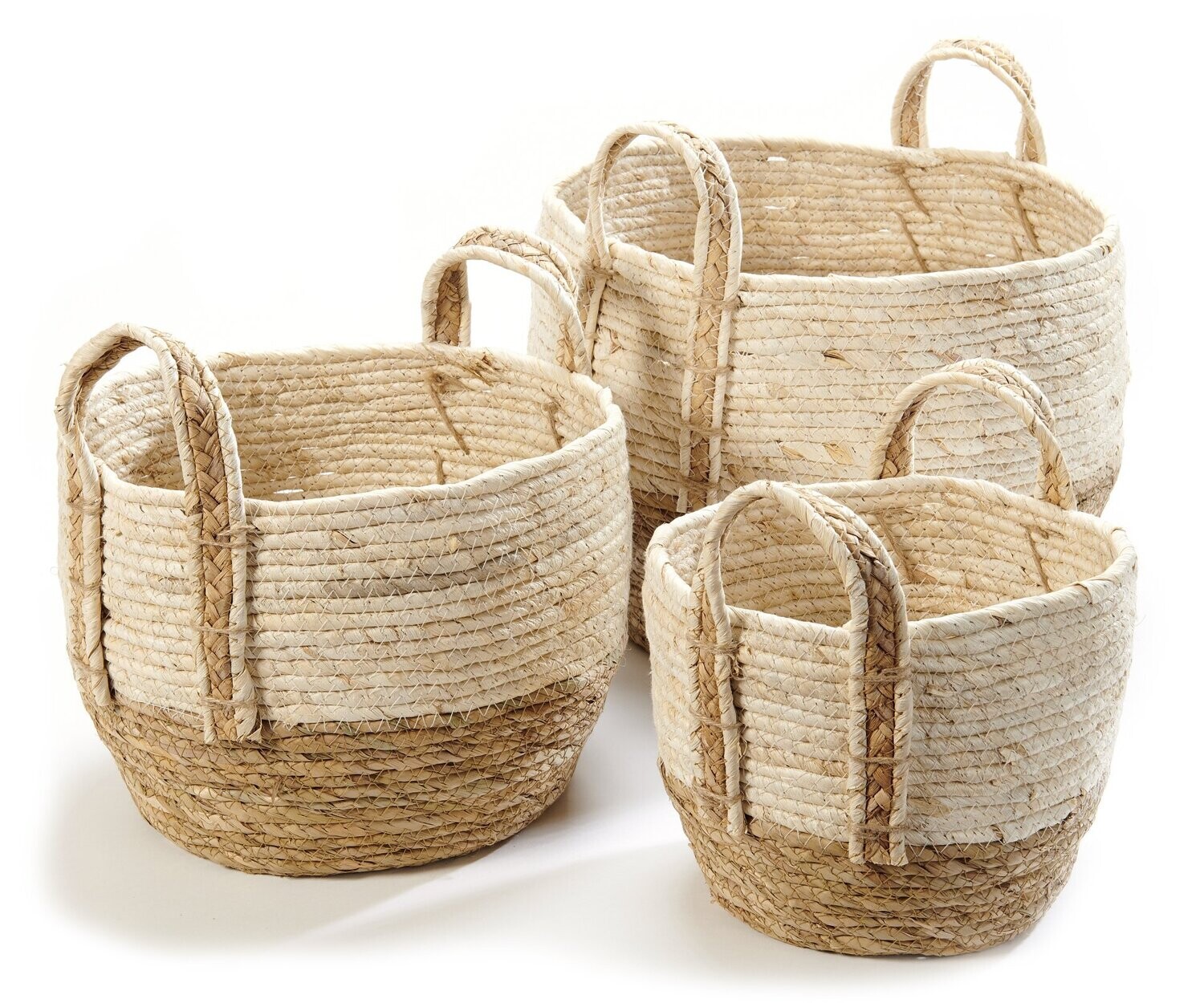 Natural Grass Storage Baskets, Set of 3