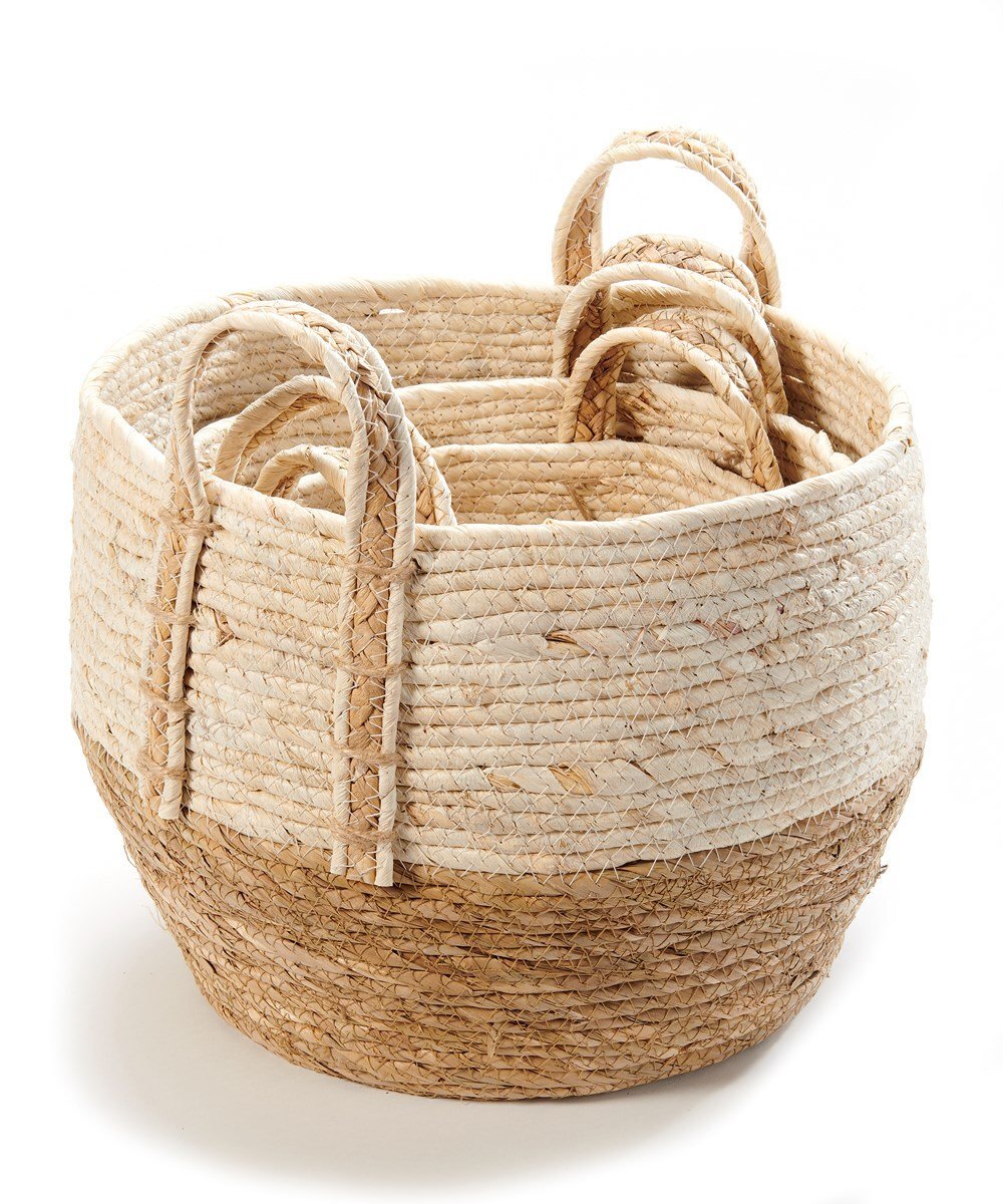Natural Grass Storage Baskets, Set of 3