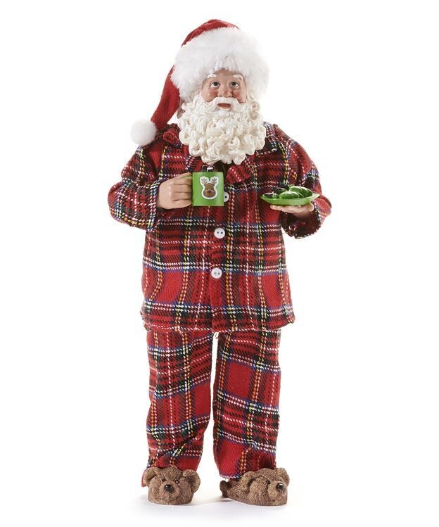 11" Standing Santa in Plaid Pajamas