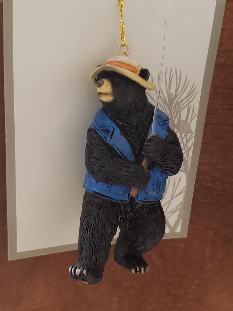 Black Bear Fishing Ornament