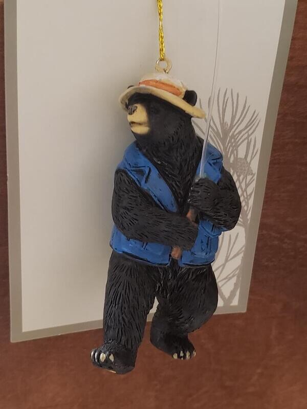 Black Bear Fishing Ornament