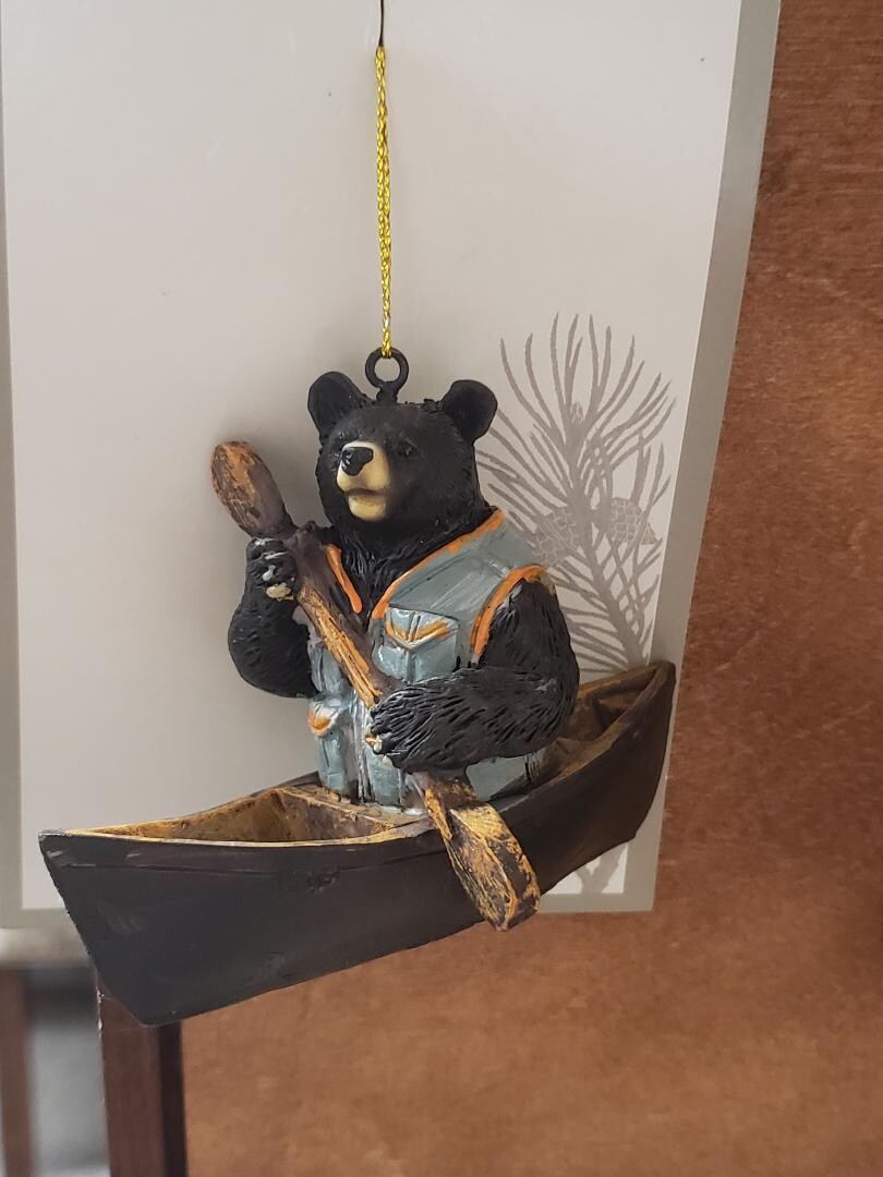 Black Bear Canoeing Ornament