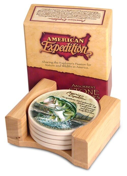 American Expedition Stone Coaster Set - Largemouth Bass