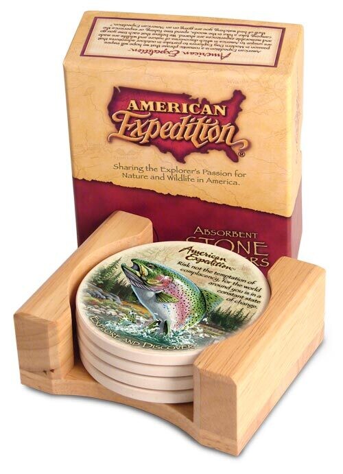American Expedition Stone Coaster Set - Rainbow Trout