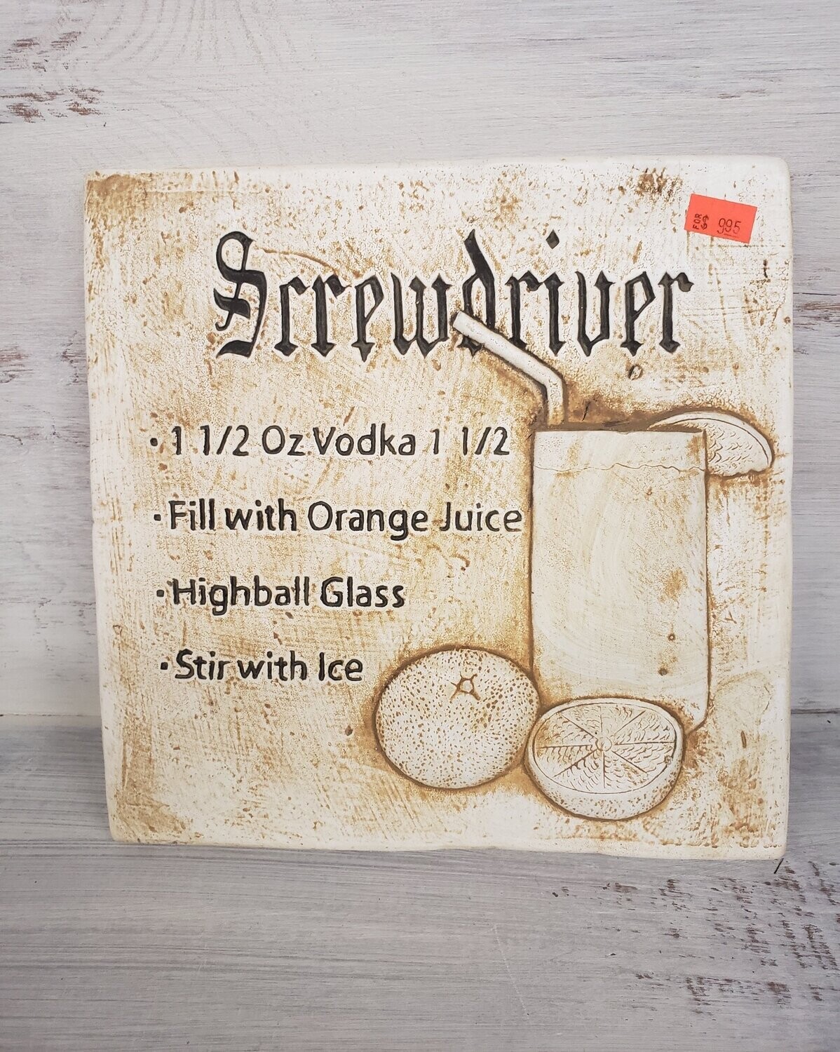 Bar Plaque Screwdriver Cocktail Recipe