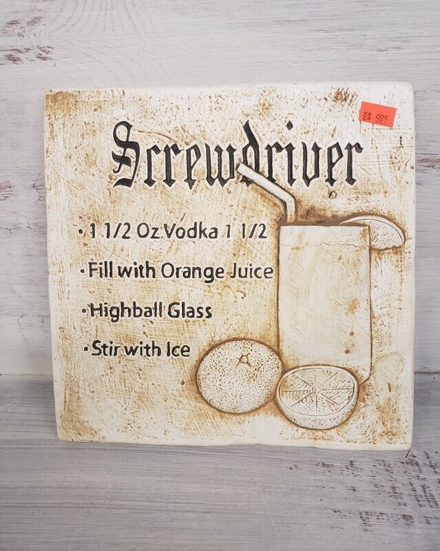 Bar Plaque Screwdriver Cocktail Recipe