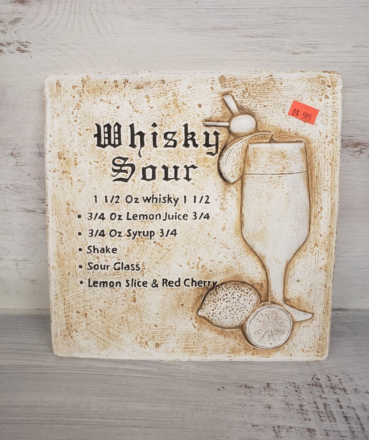 Bar Plaque Whiskey Sour Cocktail Recipe