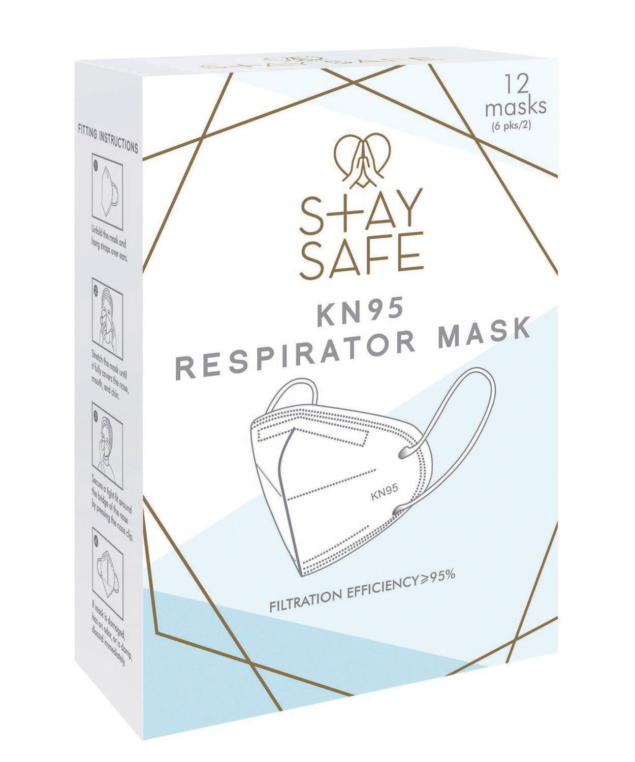 Stay Safe KN95 Respirator Masks - 2 pack