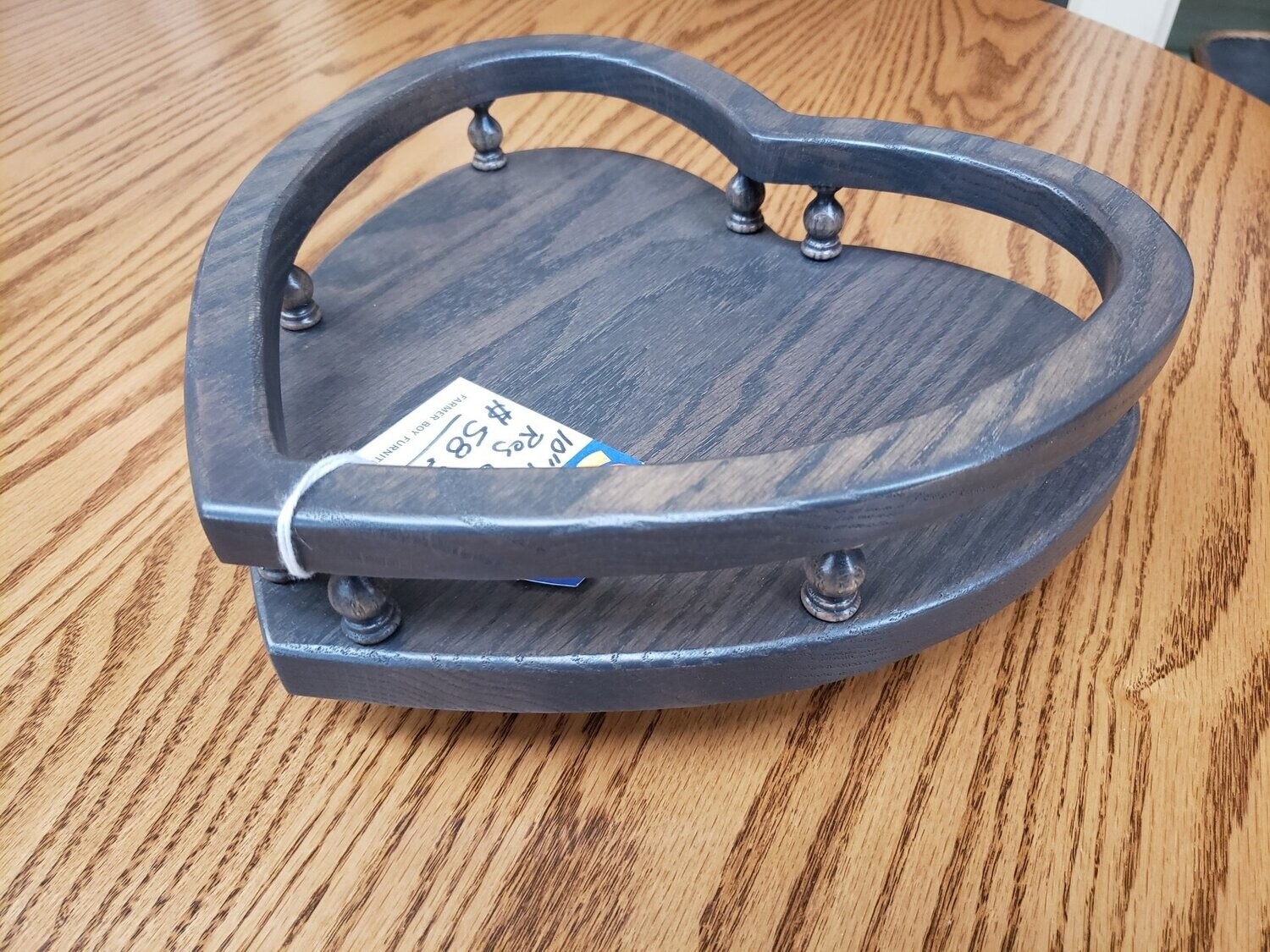 10" Heart Shaped, Solid Oak Lazy Susan