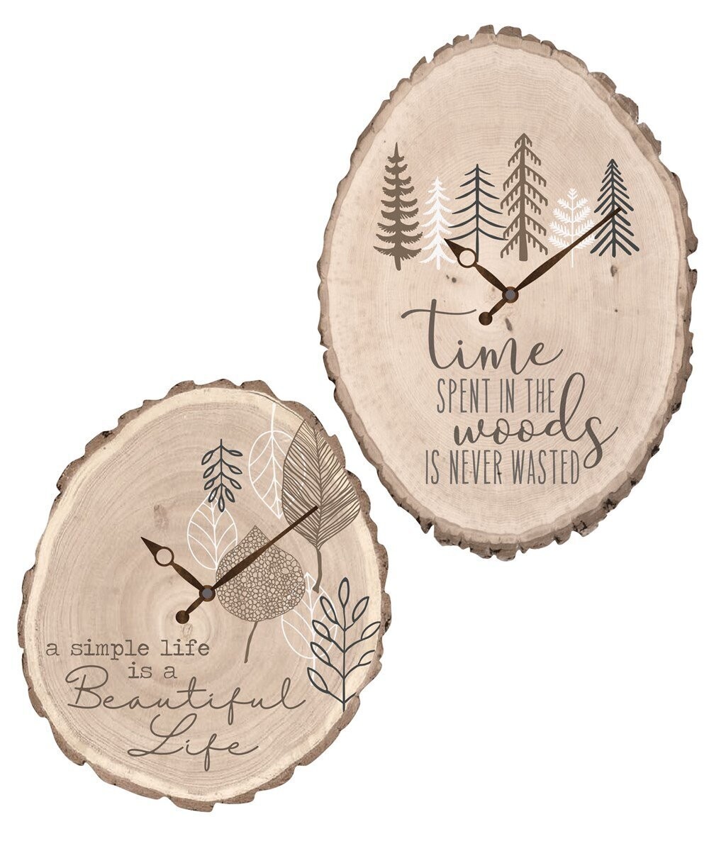 Nature Inspired Wood Slab Sentiment Clock