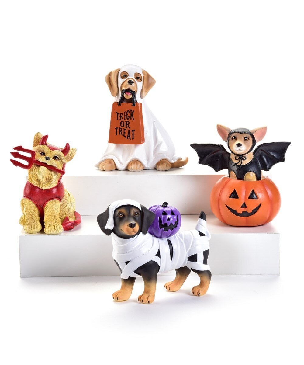 Halloween Dog Costume Figurines, 4 Asst.