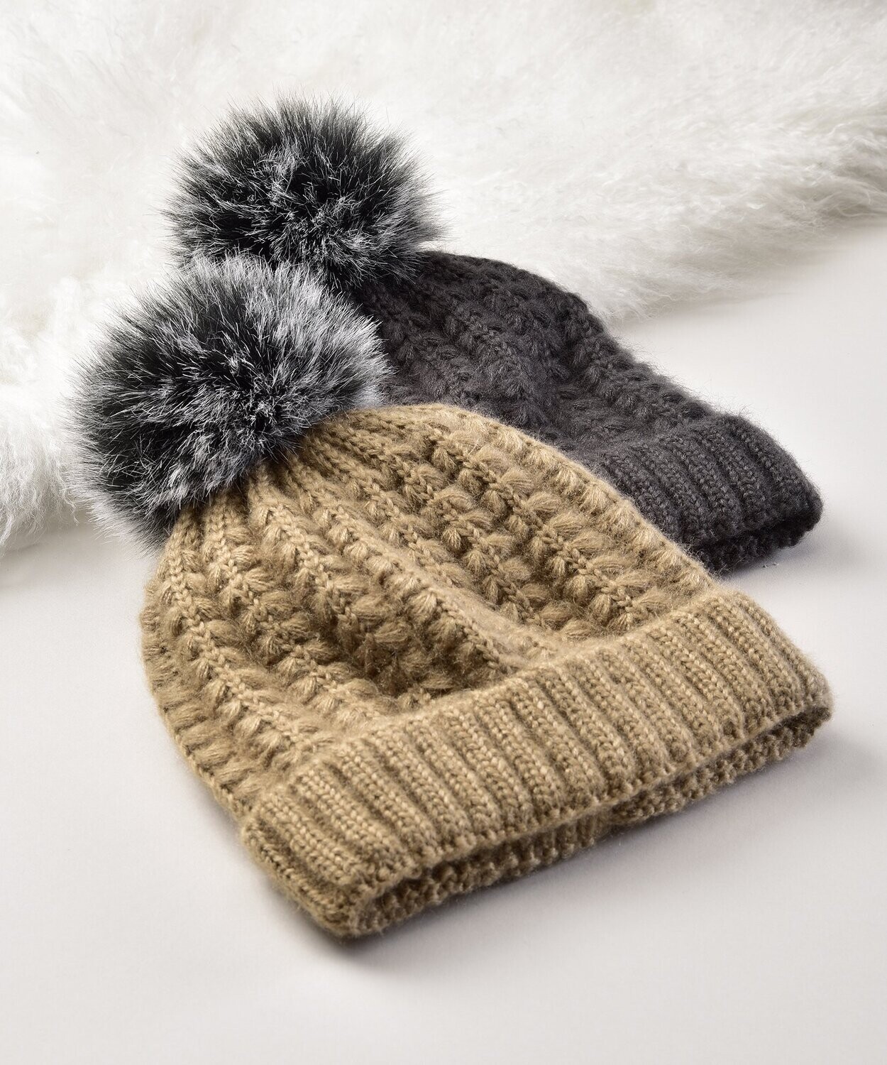 Pom Pom Knit Hats/Beanies, 2 colors available