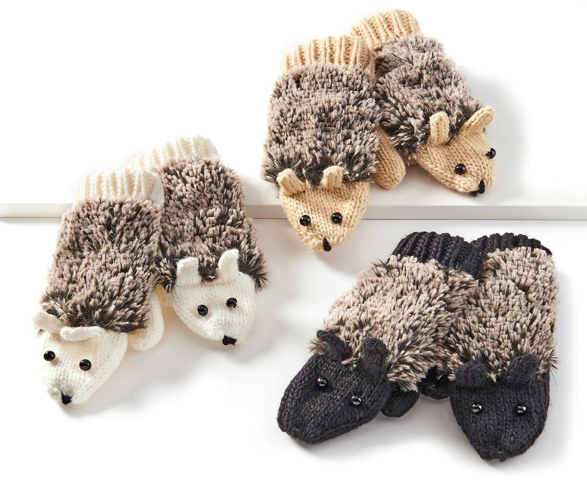 Furry Critter Mittens, 3 Asst.